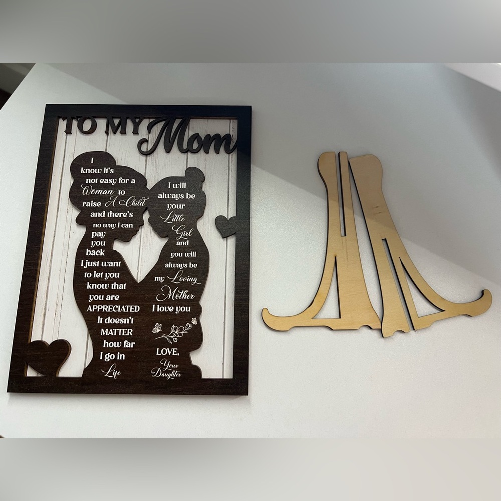 Heartfelt Wooden Plaque with a Stand for Mom - Brown - Picture 7 of 7